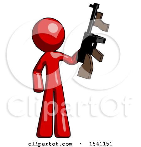 Red Design Mascot Man Holding Tommygun by Leo Blanchette