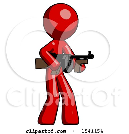 Red Design Mascot Man Tommy Gun Gangster Shooting Pose by Leo Blanchette