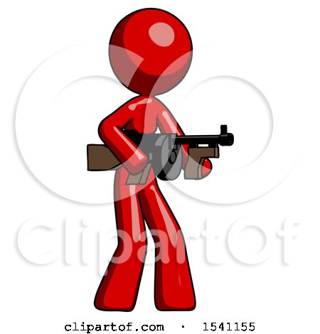 Red Design Mascot Woman Tommy Gun Gangster Shooting Pose by Leo Blanchette