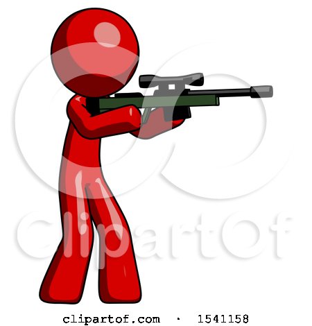 Red Design Mascot Man Shooting Sniper Rifle by Leo Blanchette