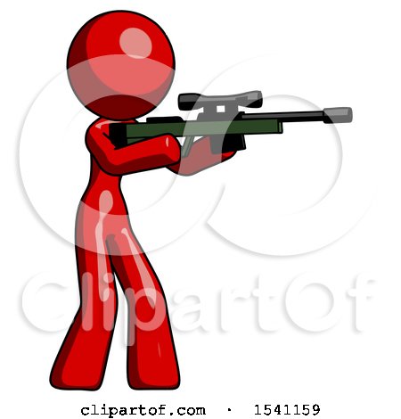 Red Design Mascot Woman Shooting Sniper Rifle by Leo Blanchette