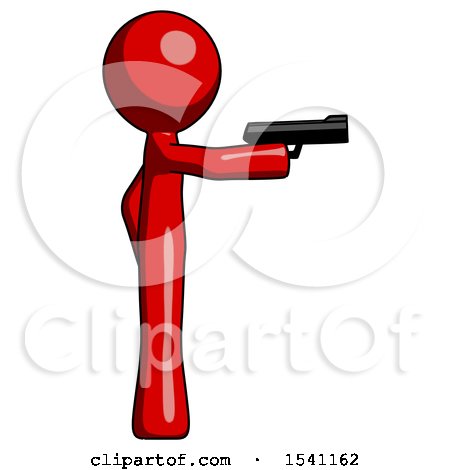 Red Design Mascot Man Firing a Handgun by Leo Blanchette