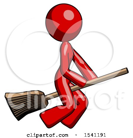 Red Design Mascot Woman Flying on Broom by Leo Blanchette