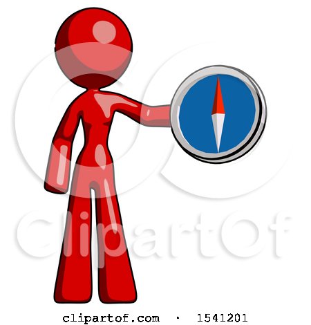 Red Design Mascot Woman Holding a Large Compass by Leo Blanchette