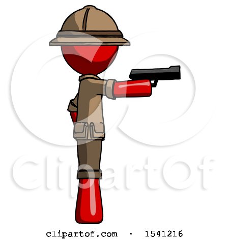 Red Explorer Ranger Man Firing a Handgun by Leo Blanchette