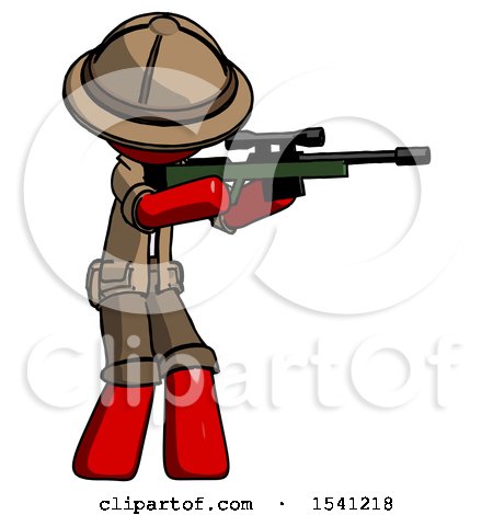 Red Explorer Ranger Man Shooting Sniper Rifle by Leo Blanchette