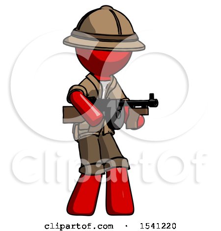 Red Explorer Ranger Man Tommy Gun Gangster Shooting Pose by Leo Blanchette
