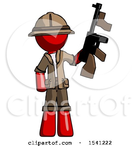Red Explorer Ranger Man Holding Tommygun by Leo Blanchette