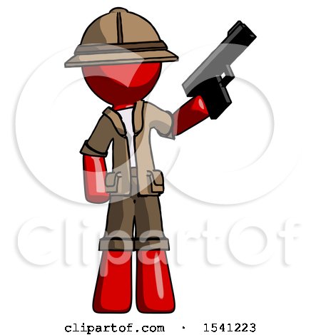 Red Explorer Ranger Man Holding Handgun by Leo Blanchette