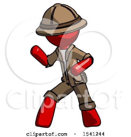 Red Explorer Ranger Man Martial Arts Defense Pose Left by Leo Blanchette