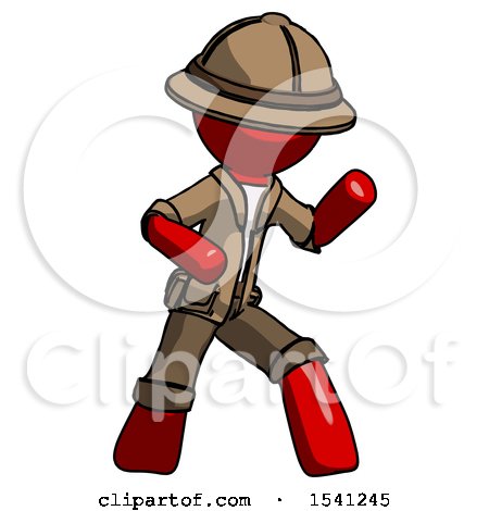 Red Explorer Ranger Man Martial Arts Defense Pose Right by Leo Blanchette