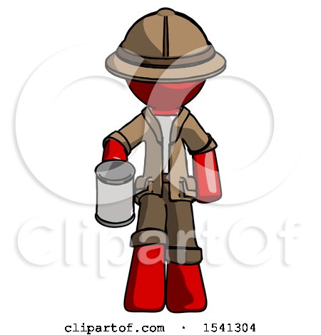 Red Explorer Ranger Man Begger Holding Can Begging or Asking for Charity by Leo Blanchette