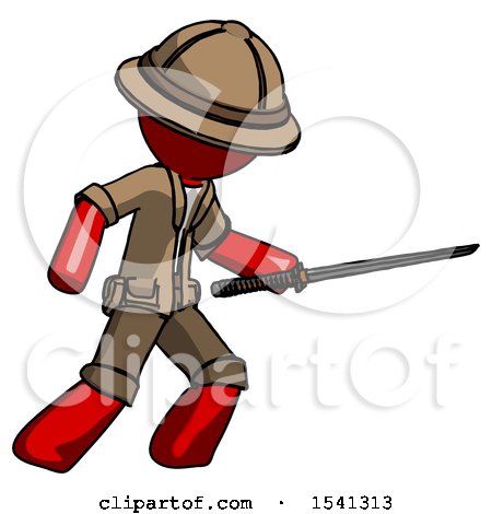 Red Explorer Ranger Man Stabbing with Ninja Sword Katana by Leo Blanchette