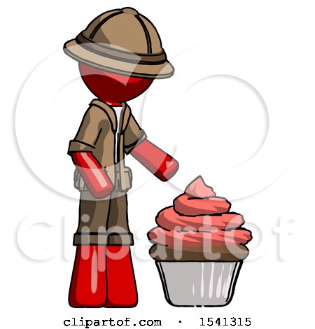 Red Explorer Ranger Man with Giant Cupcake Dessert by Leo Blanchette