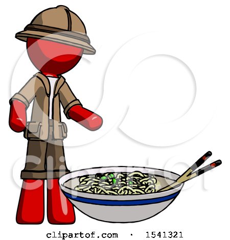 Red Explorer Ranger Man and Noodle Bowl, Giant Soup Restaraunt Concept by Leo Blanchette