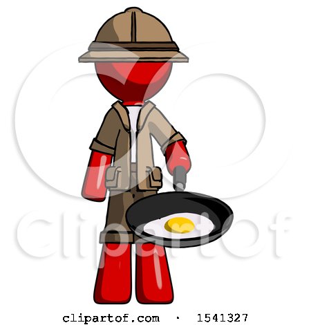 Red Explorer Ranger Man Frying Egg in Pan or Wok by Leo Blanchette