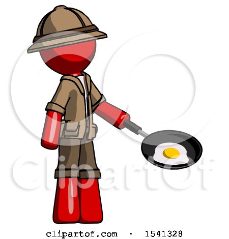 Red Explorer Ranger Man Frying Egg in Pan or Wok Facing Right by Leo Blanchette