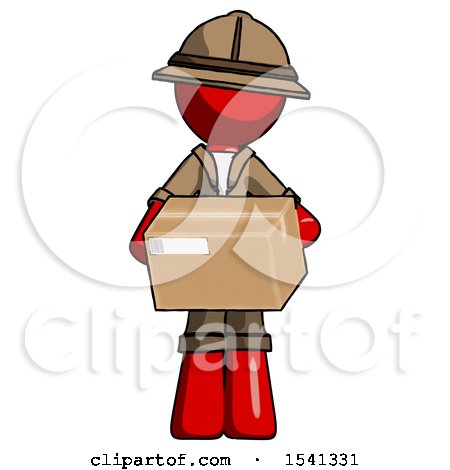 Red Explorer Ranger Man Holding Box Sent or Arriving in Mail by Leo Blanchette