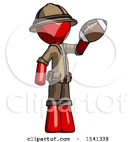 Red Explorer Ranger Man Holding Football up by Leo Blanchette
