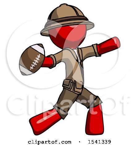 Red Explorer Ranger Man Throwing Football by Leo Blanchette