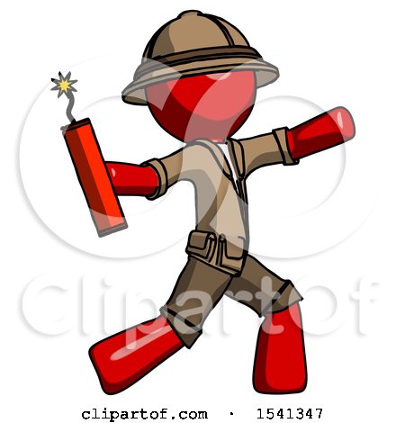 Red Explorer Ranger Man Throwing Dynamite by Leo Blanchette