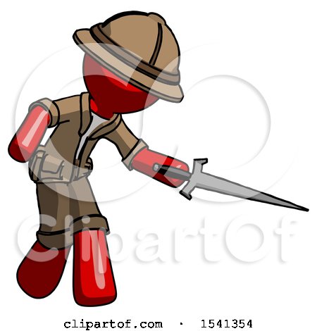 Red Explorer Ranger Man Sword Pose Stabbing or Jabbing by Leo Blanchette