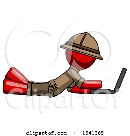 Red Explorer Ranger Man Using Laptop Computer While Lying on Floor Side View by Leo Blanchette