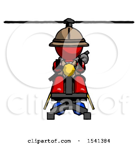 Red Explorer Ranger Man Flying in Gyrocopter Front View by Leo Blanchette
