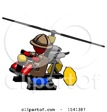 Red Explorer Ranger Man Flying in Gyrocopter Front Side Angle Top View by Leo Blanchette