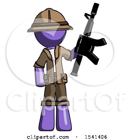 Purple Explorer Ranger Man Holding Automatic Gun by Leo Blanchette