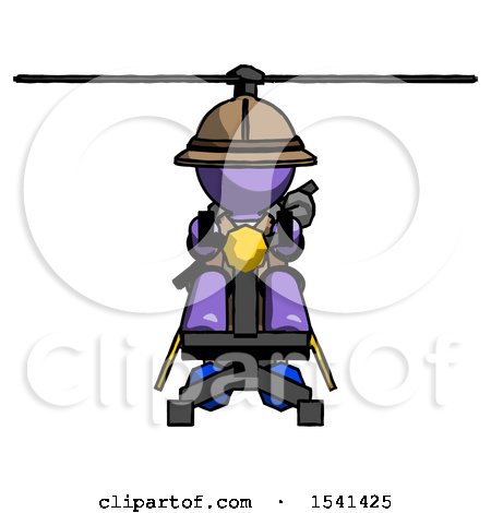 Purple Explorer Ranger Man Flying in Gyrocopter Front View by Leo Blanchette