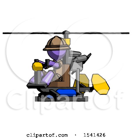 Purple Explorer Ranger Man Flying in Gyrocopter Front Side Angle View by Leo Blanchette