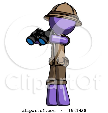 Purple Explorer Ranger Man Holding Binoculars Ready to Look Left by Leo Blanchette