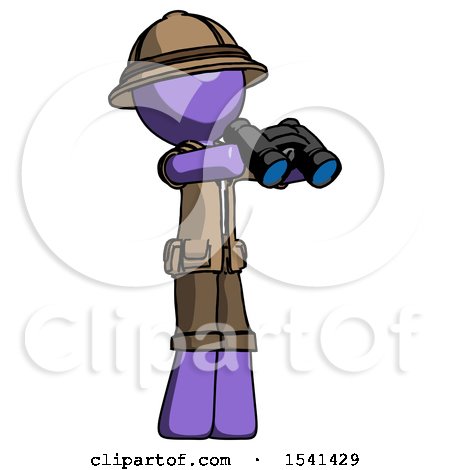 Purple Explorer Ranger Man Holding Binoculars Ready to Look Right by Leo Blanchette