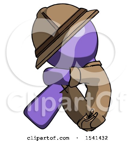 Purple Explorer Ranger Man Sitting with Head down Facing Sideways Left by Leo Blanchette
