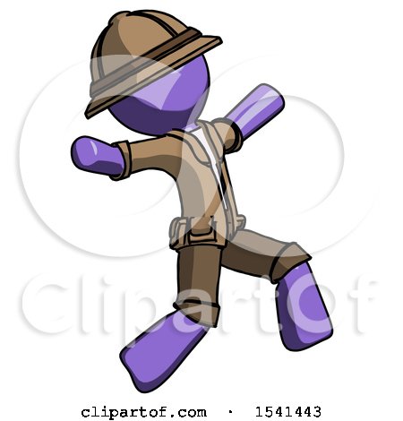 Purple Explorer Ranger Man Running Away in Hysterical Panic Direction Right by Leo Blanchette