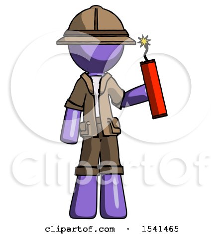 Purple Explorer Ranger Man Holding Dynamite with Fuse Lit by Leo Blanchette