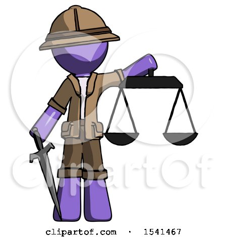 Purple Explorer Ranger Man Justice Concept with Scales and Sword, Justicia Derived by Leo Blanchette