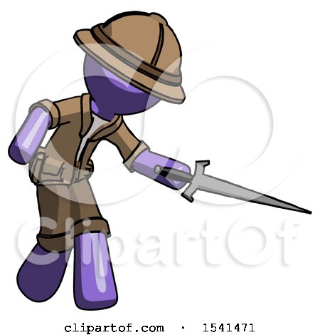 Purple Explorer Ranger Man Sword Pose Stabbing or Jabbing by Leo Blanchette