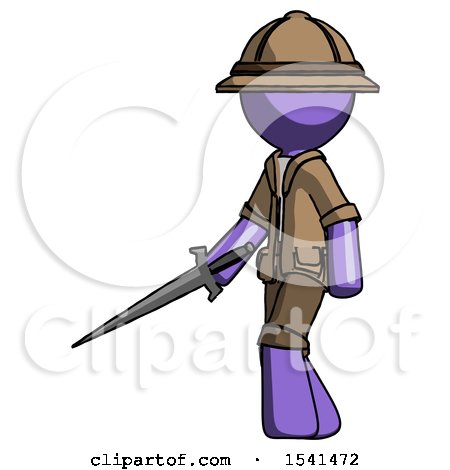 Purple Explorer Ranger Man with Sword Walking Confidently by Leo Blanchette