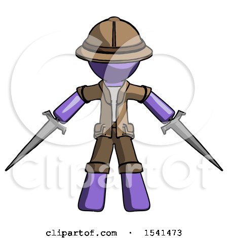 Purple Explorer Ranger Man Two Sword Defense Pose by Leo Blanchette