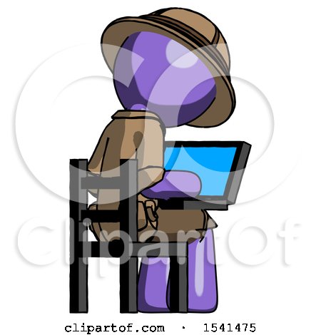 Purple Explorer Ranger Man Using Laptop Computer While Sitting in Chair View from Back by Leo Blanchette