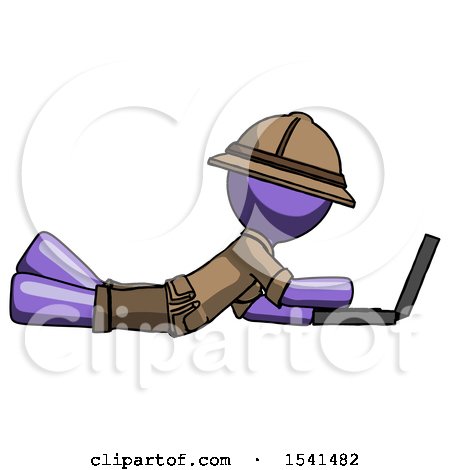 Purple Explorer Ranger Man Using Laptop Computer While Lying on Floor Side View by Leo Blanchette