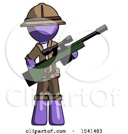 Purple Explorer Ranger Man Holding Sniper Rifle Gun by Leo Blanchette