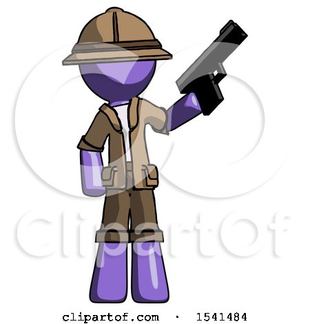 Purple Explorer Ranger Man Holding Handgun by Leo Blanchette