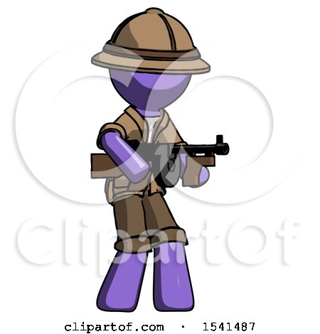 Purple Explorer Ranger Man Tommy Gun Gangster Shooting Pose by Leo Blanchette