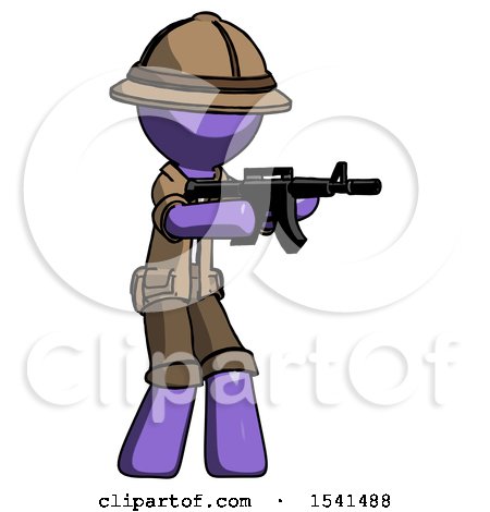 Purple Explorer Ranger Man Shooting Automatic Assault Weapon by Leo Blanchette