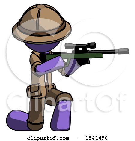 Purple Explorer Ranger Man Kneeling Shooting Sniper Rifle by Leo Blanchette