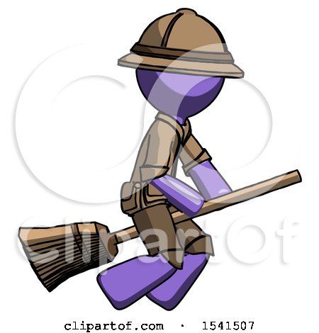 Purple Explorer Ranger Man Flying on Broom by Leo Blanchette