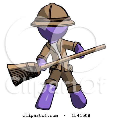 Purple Explorer Ranger Man Broom Fighter Defense Pose by Leo Blanchette